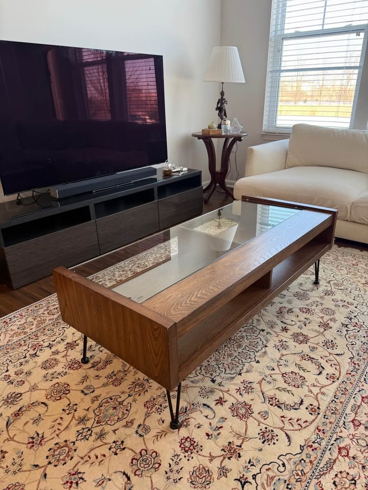 Modern Wood & Glass Coffee Table – Mid-Century Style - photo 4