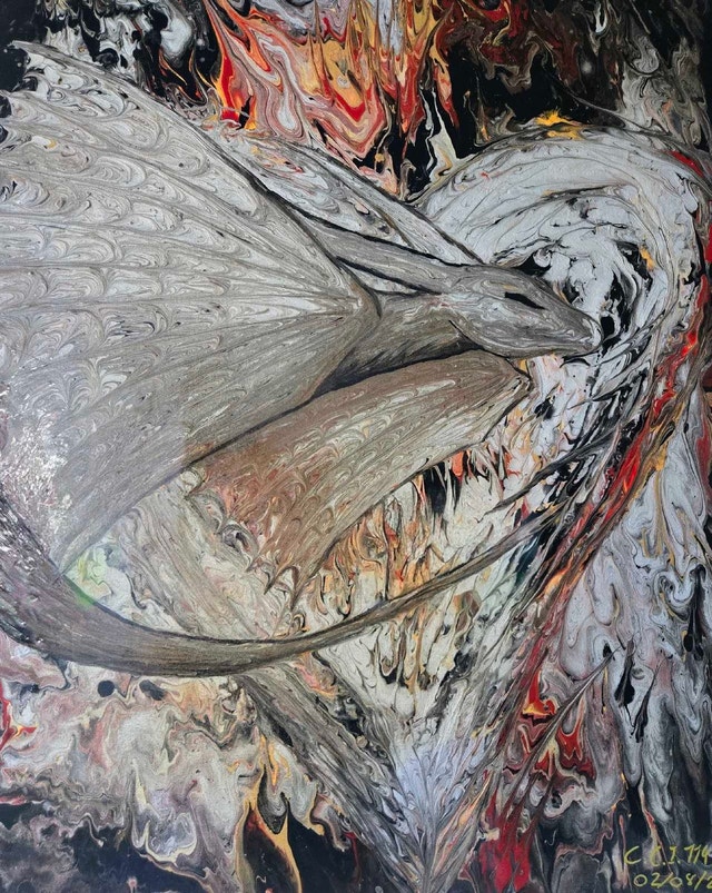 Heart of Fire Acrylic Pour Resin Art