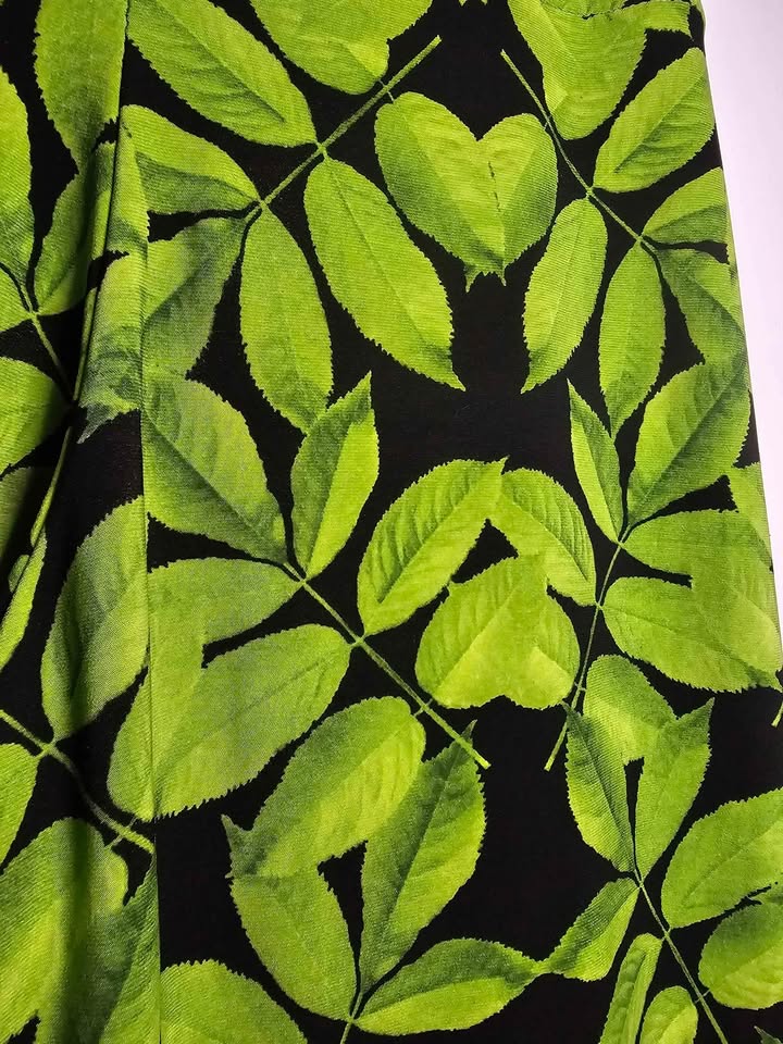 Norma Kamali Leaf Print Green Black Wide-Leg Pants - photo 5