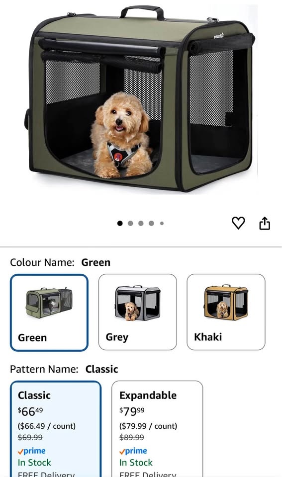 Pecute Collapsible Dog Crate for Pets <15kg, Pet Carrier