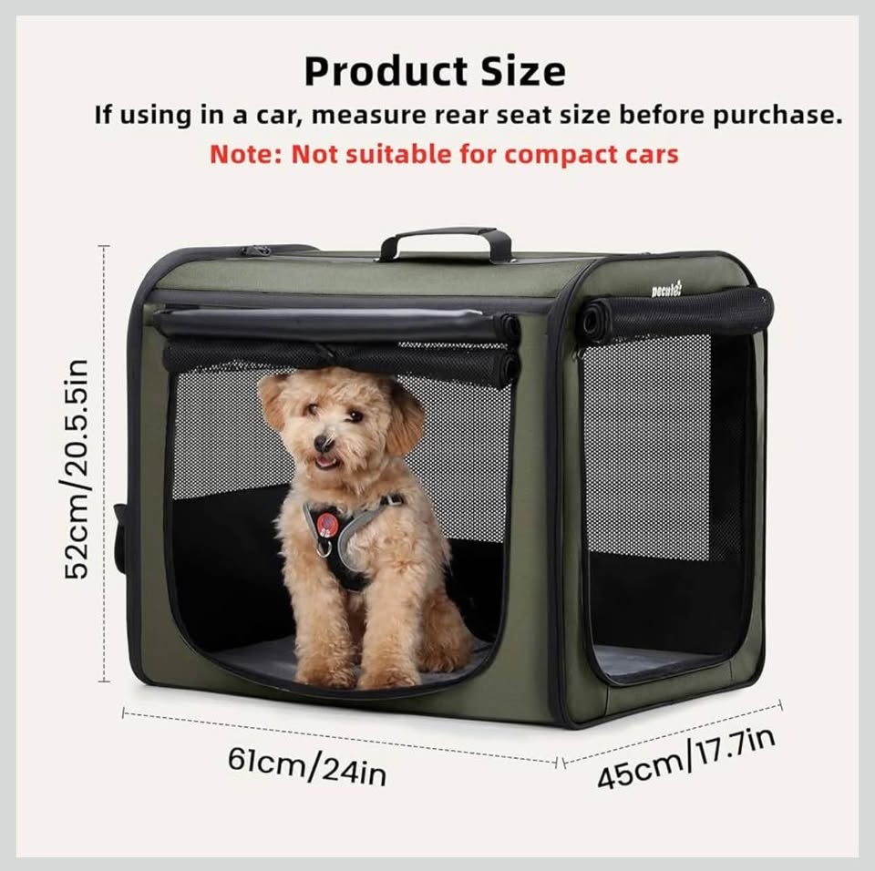 Pecute Collapsible Dog Crate for Pets <15kg, Pet Carrier - photo 2