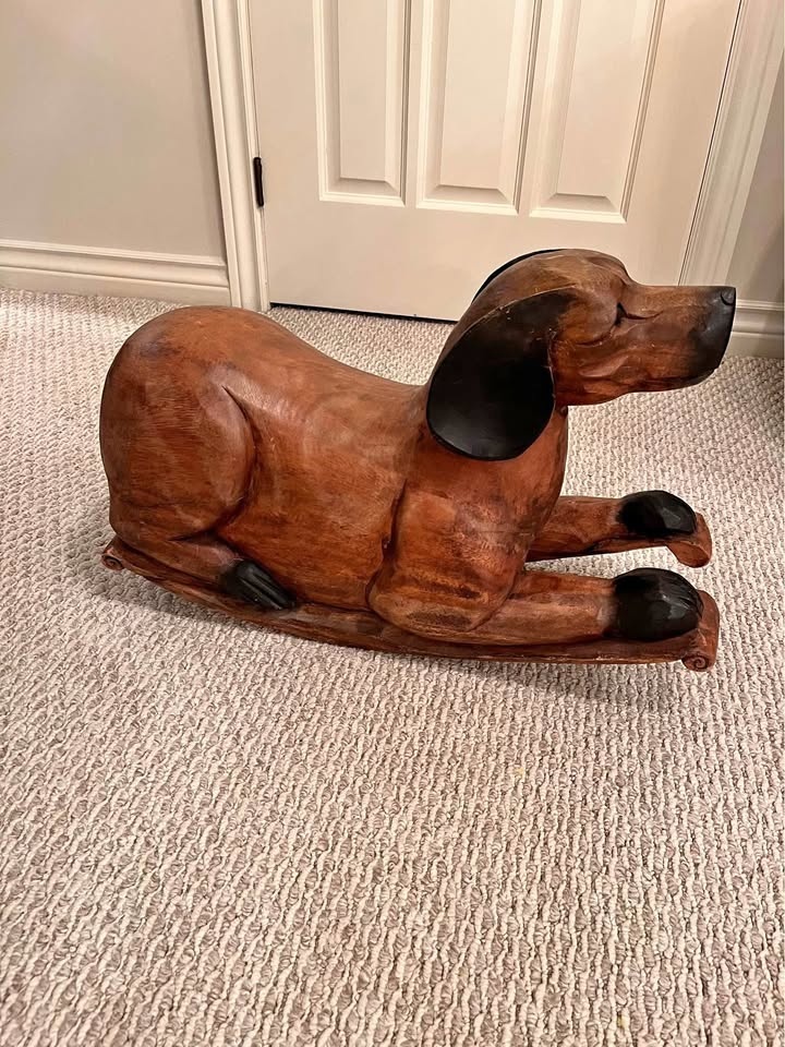 Vintage Solid Wood Rocking Dog