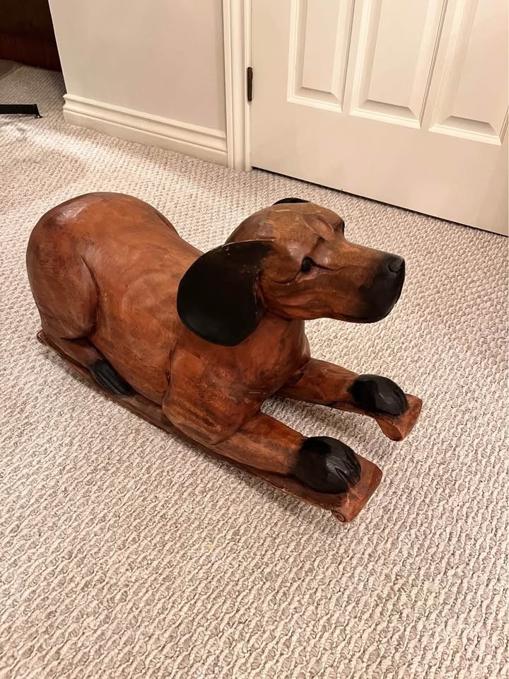 Vintage Solid Wood Rocking Dog - photo 3
