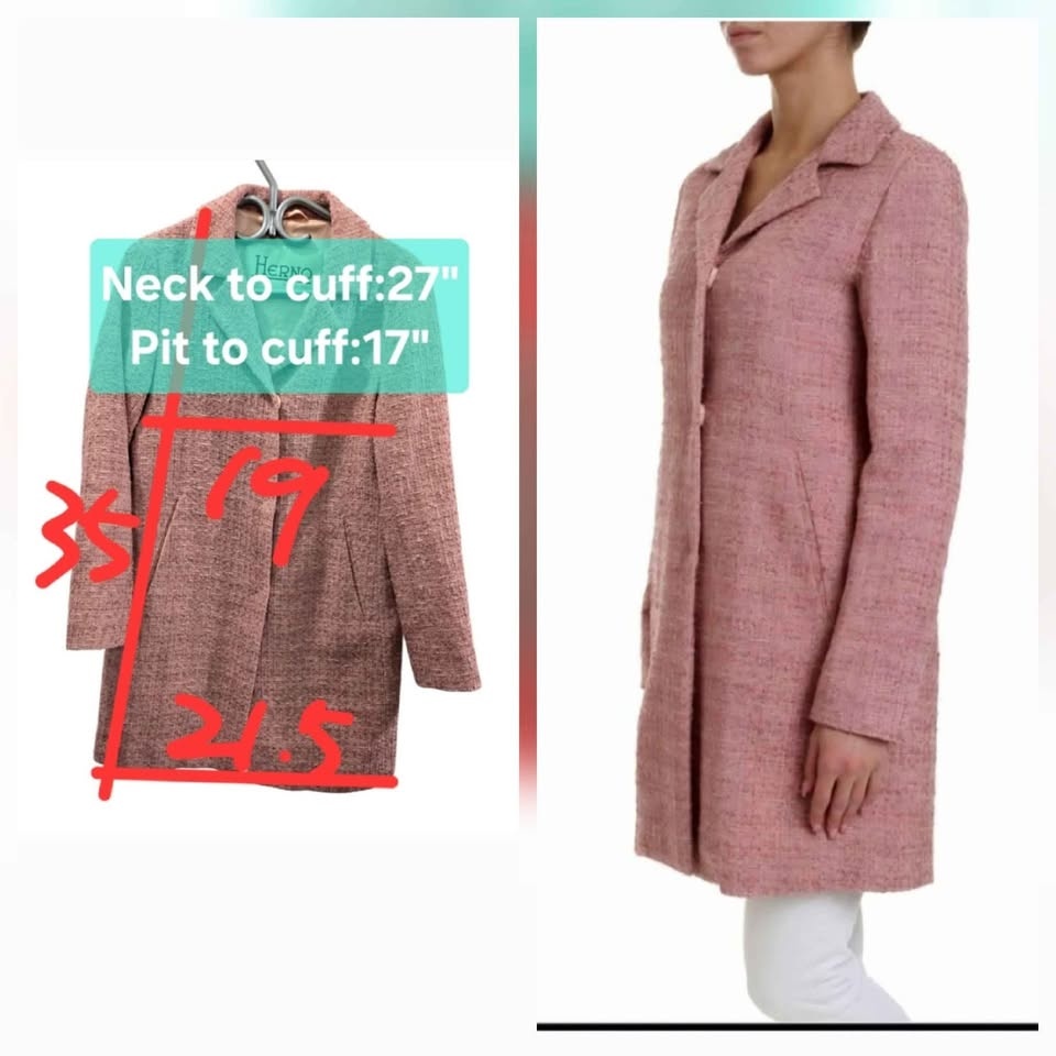 Designer Herno Tweed Lurex Bouclé Coat Size 6 - photo 2