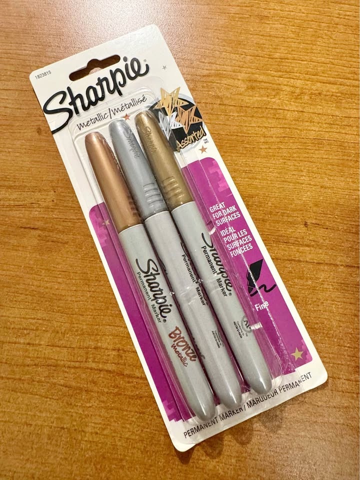 Sharpie 3 Metallic Permanent Markers - Gold, Silver, Bronze