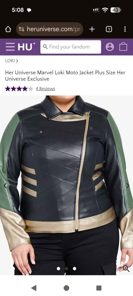 Her Universe Marvel Loki Moto Jacket Plus Size 3X - photo 2