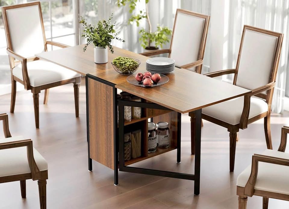 Multi-use Foldable Table with Hideaway Shelves Brand New Assembl