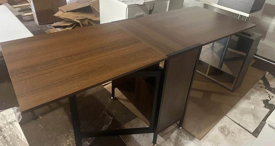 Multi-use Foldable Table with Hideaway Shelves Brand New Assembl - photo 4