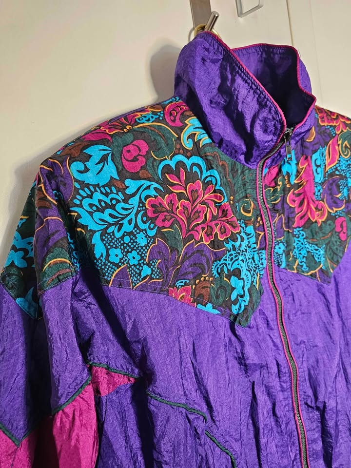 Size M Vintage 90s Y2K Floral Windbreaker Jacket - photo 2