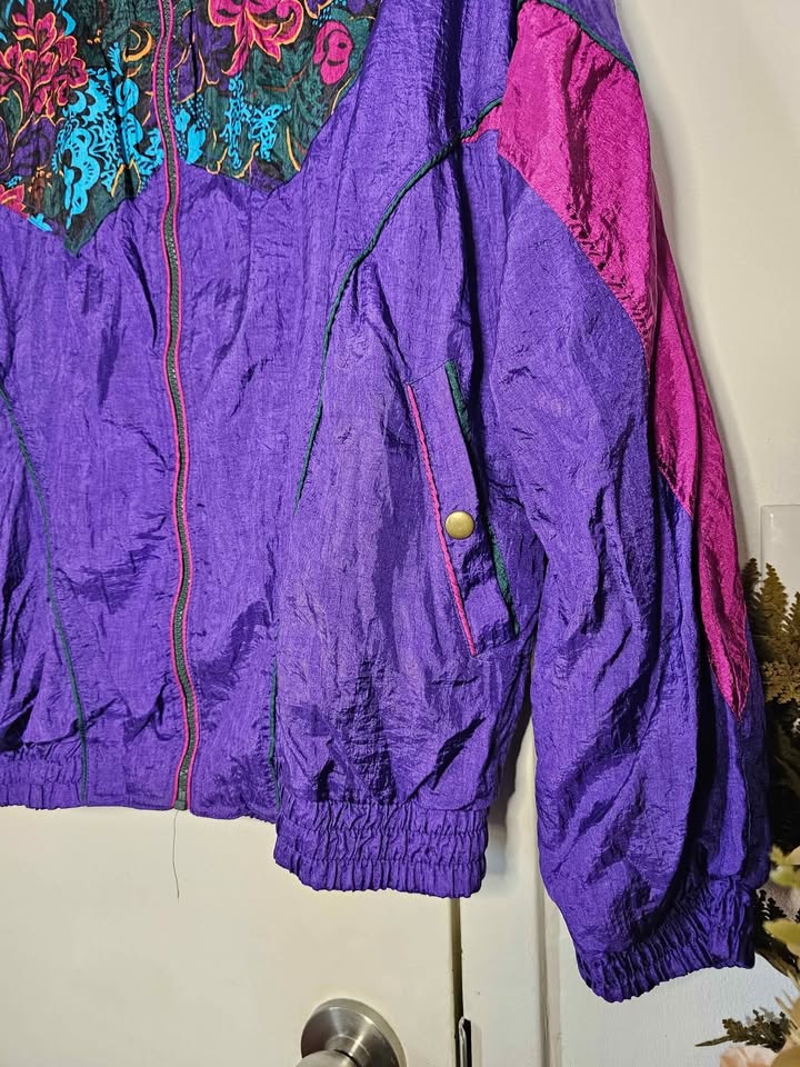 Size M Vintage 90s Y2K Floral Windbreaker Jacket - photo 5