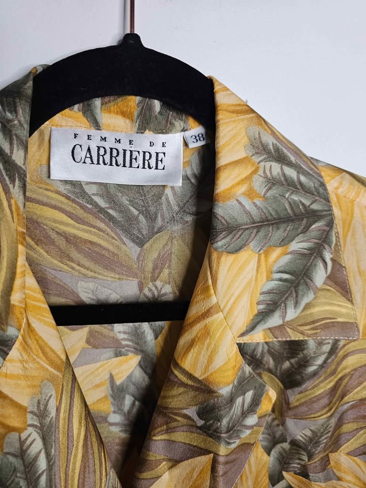 100% Silk XL Vintage Tropical Leaf Print Hawaiian Shirt - photo 4