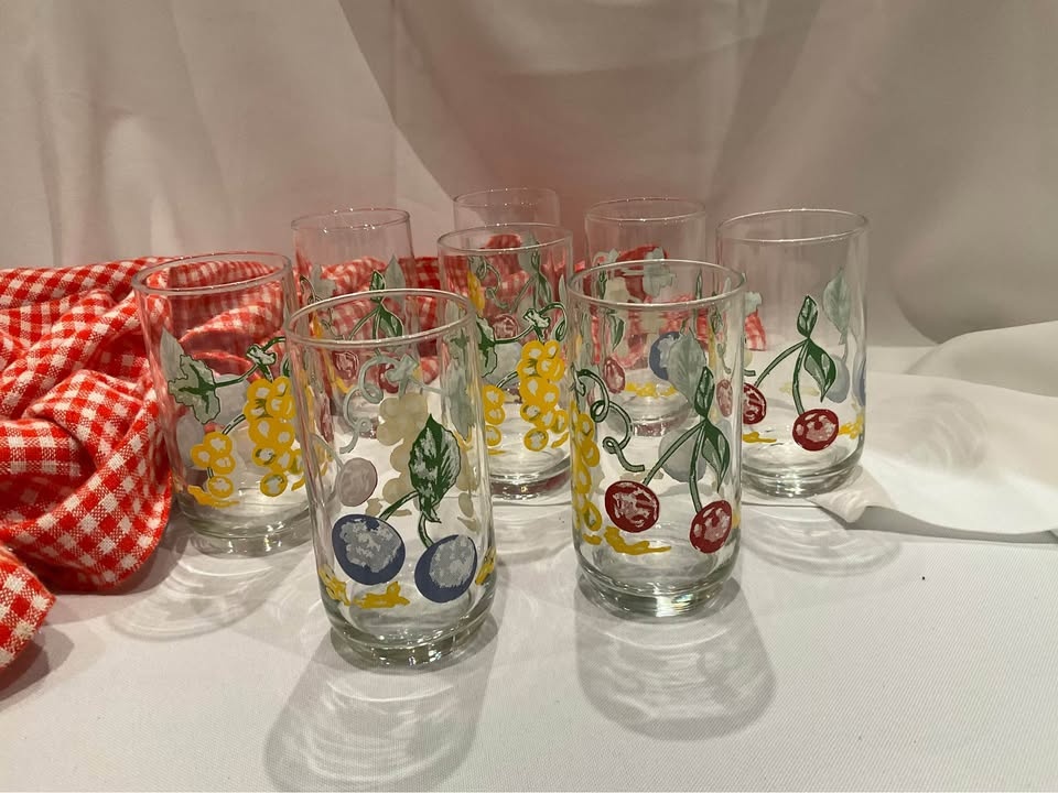 Vintage Corelle Fruit Basket Glasses Set of 8 - photo 2