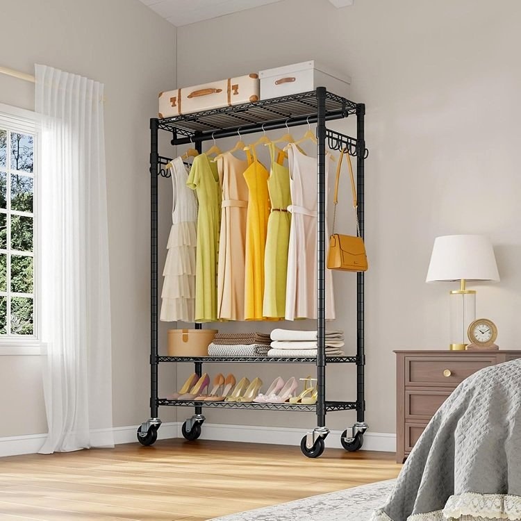 Heavy Duty Clothes Rack with Lockable Wheels