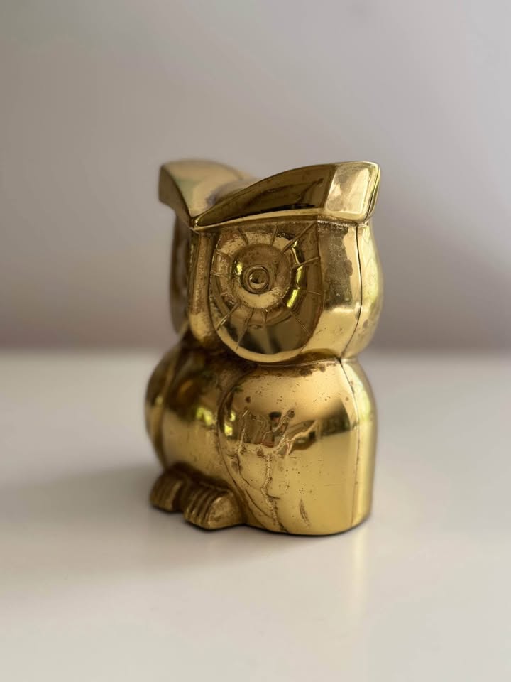 Vintage Brass Owl Coin Bank / Piggy Bank - photo 2