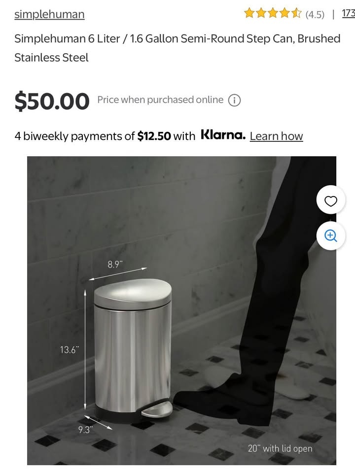 Simplehuman 6 Liter Trash Can-New (original price $50) - photo 2