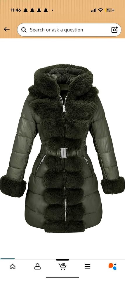 Women Fur Puffer Coat (Medium)