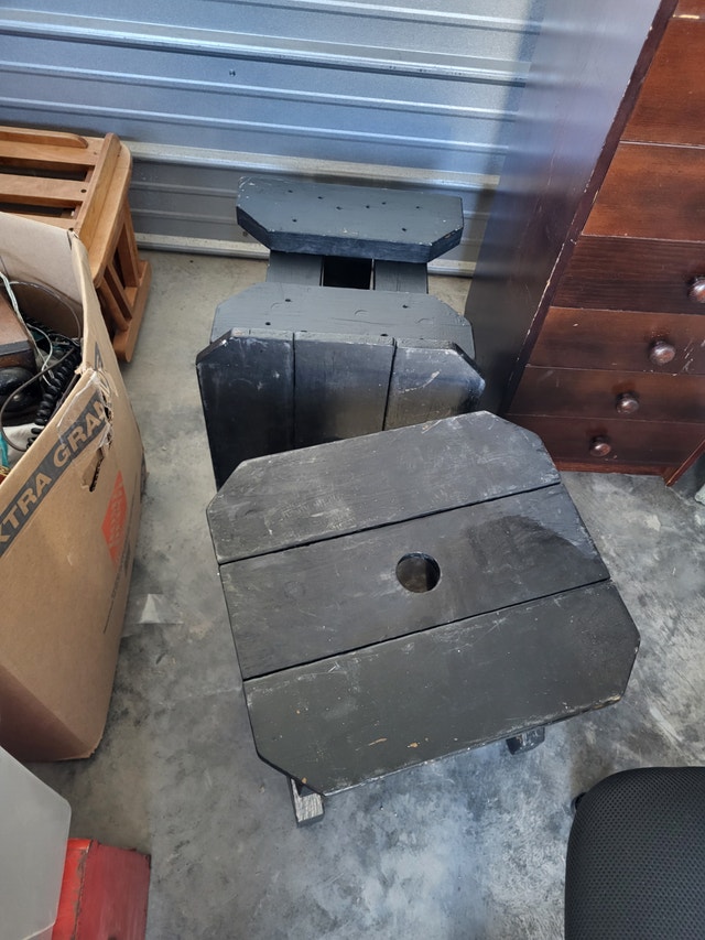 Two Solid Black Stools