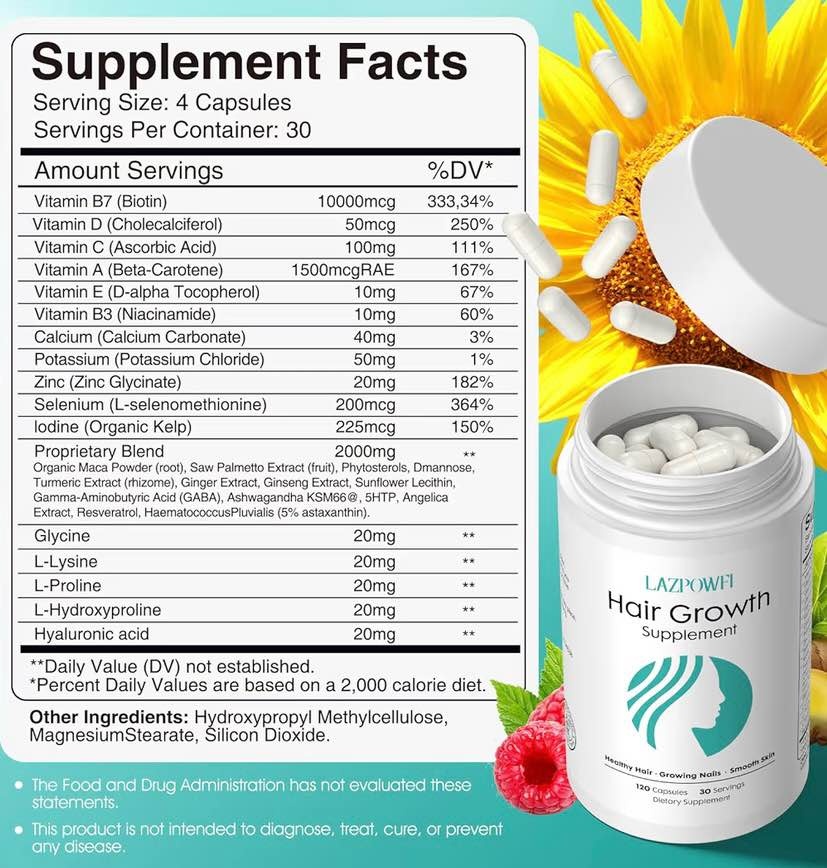 Hair Growth Supplement - Biotin 10000mcg, 30-in-1 Formula - photo 2