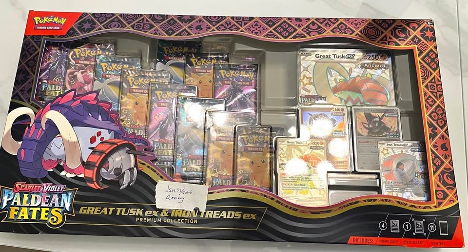 Sealed Pokemon Paldean Fates Great Tusk ex & Iron Treads ex Prem