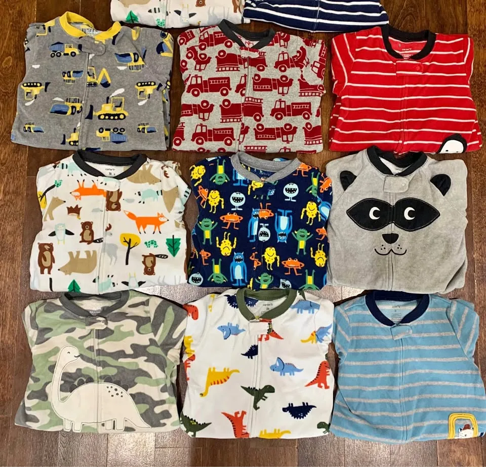 Set of 9 Toddler 3T fleece onesies thumbnail