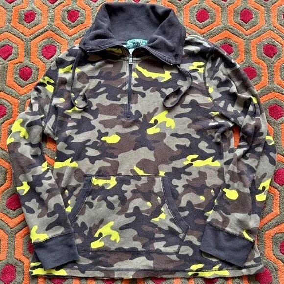🏆 Ralph Lauren Active Waffle Knit women's XL Camo brown yellow