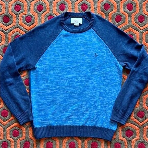 🏆 Original Penguin Crewneck Sweater Baseball Style Men's MED
