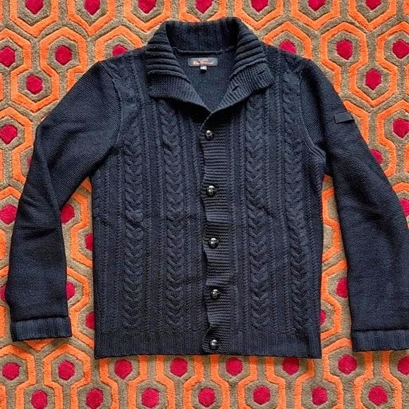 🏆 Original Ben Sherman Black Cable Knit Cardigan Men's Medium