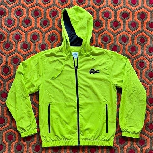🏆 Lacoste Sport Men's Lime Green Hooded Jacket Small