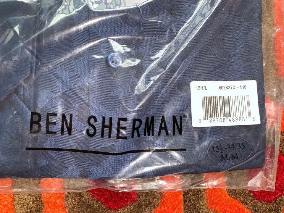 🏆 NEW Ben Sherman Blue Camo Dress Shirt Men's Long Sleeved - photo 3