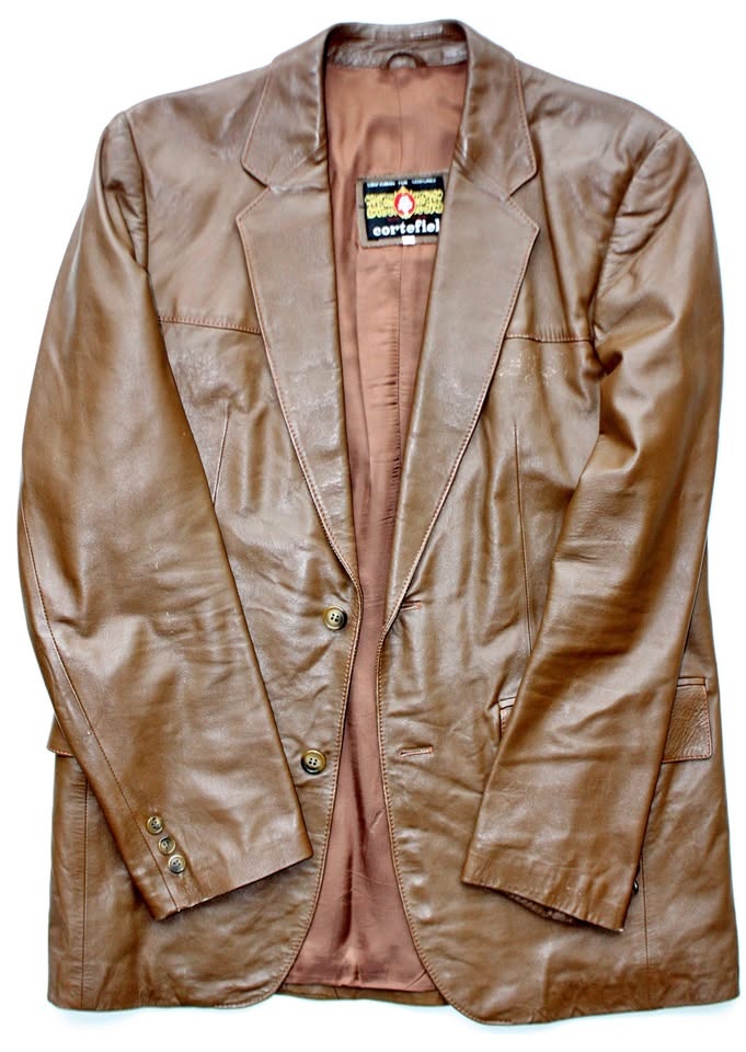 🏆 Vintage Faux Leather Sport Jacket Blazer brown Men