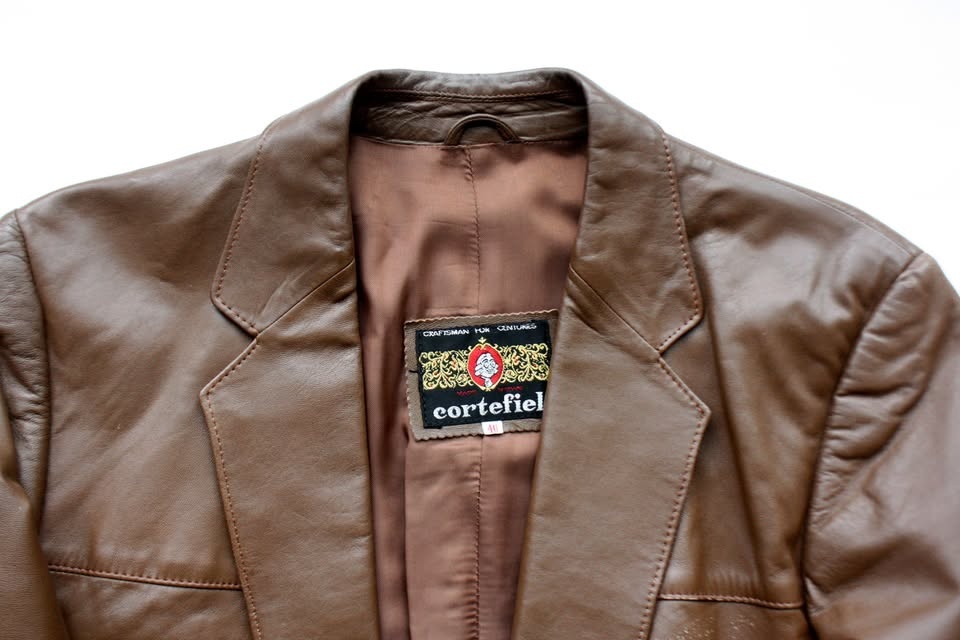 🏆 Vintage Faux Leather Sport Jacket Blazer brown Men - photo 3