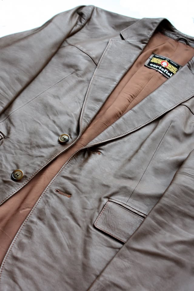 🏆 Vintage Faux Leather Sport Jacket Blazer brown Men - photo 4