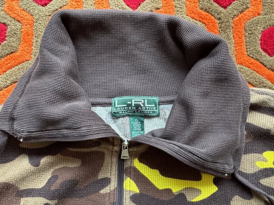 🏆 Ralph Lauren Active Waffle Knit XL Camo brown yellow - photo 3