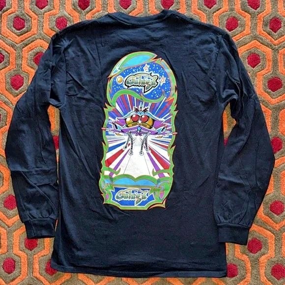 🏆 Black Long Sleeve Tee with Galaga Design Atari Men's M