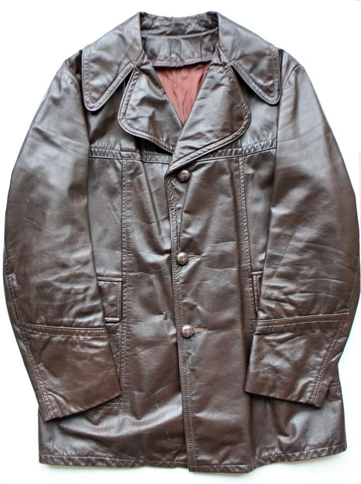 🏆 Sears Vintage Retro Leather Jacket big collar 1970