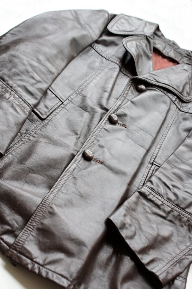 🏆 Sears Vintage Retro Leather Jacket big collar 1970 - photo 3
