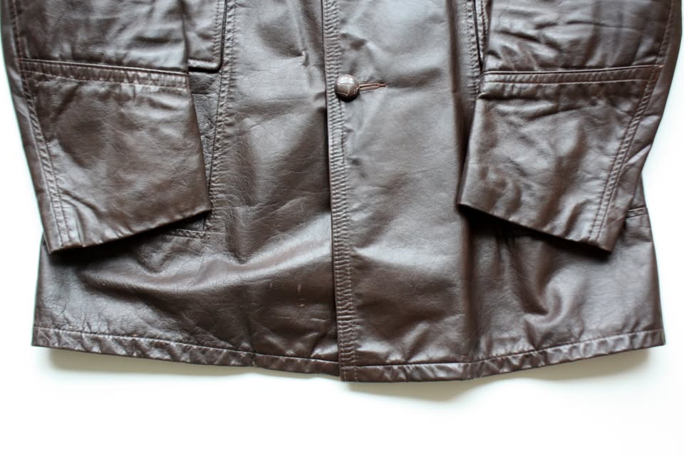 🏆 Sears Vintage Retro Leather Jacket big collar 1970 - photo 4