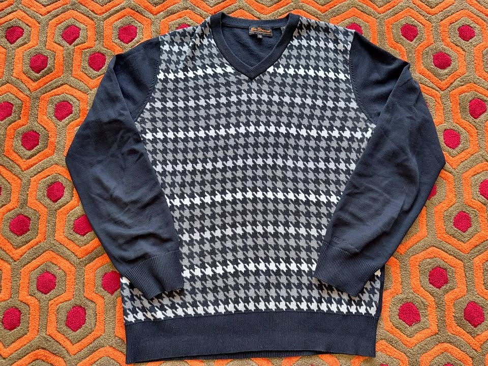 🏆 Ben Sherman Houndstooth Pullover Sweater Men's M
