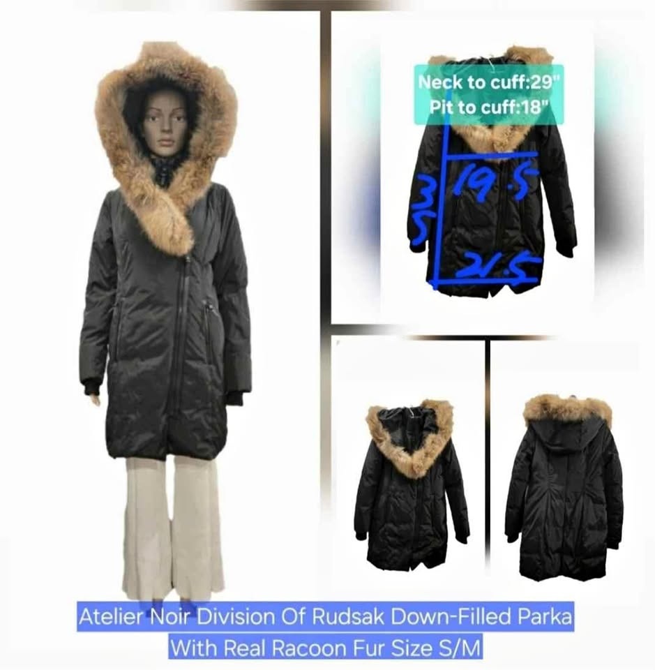 Atelier Noir Rudsak Down Parka w/ Real Raccoon Fur - Size S/M