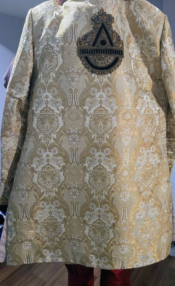 Custom made Men's Gold Embroidered Sherwani - photo 5