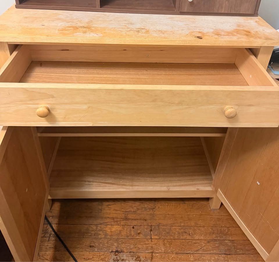 Wooden Storage Cabinet with Hutch – Good Condition - photo 3
