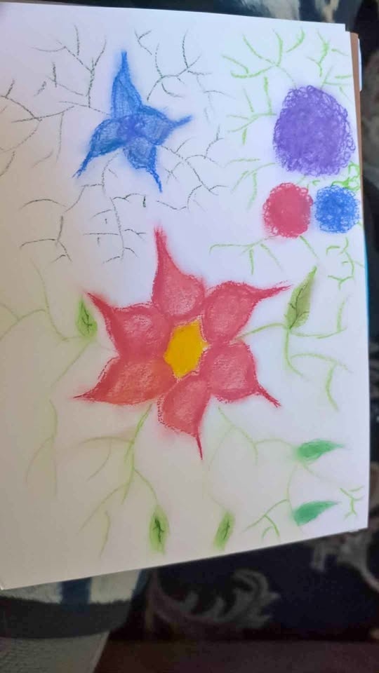 Flowers in Bloom oil pastels