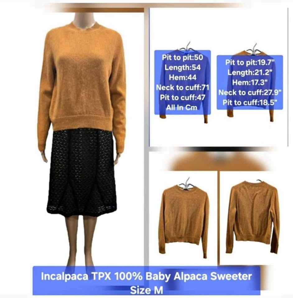 Incalpaca TPX 100% Baby Alpaca Sweater Size M