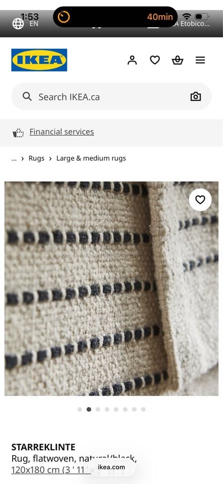 Ikea STARREKLINTE Flatwoven Rug 6.1 X 9.2 Natural/Light Green - photo 5