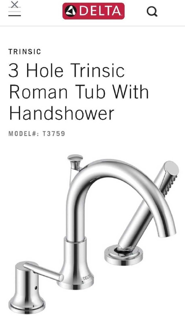 Delta Trinsic 3 Hole Roman Tub Filler T3759