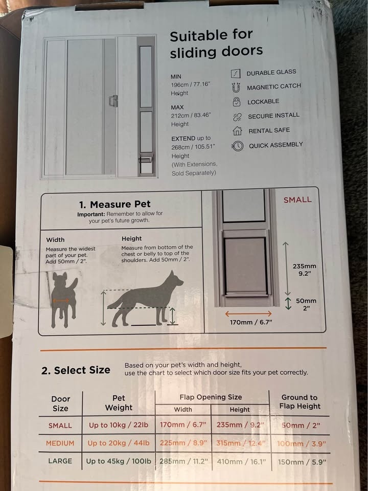 Hakuna Pets Glass Patio Pet Door for Sliding Doors - White Small - photo 4