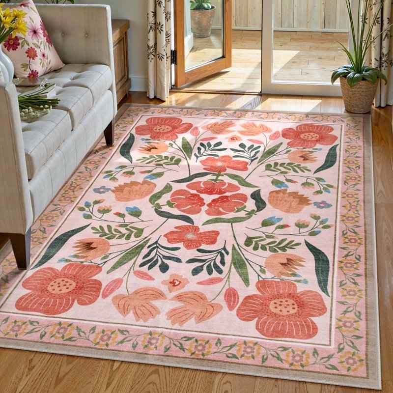 5x7 Kaldi Washable American Country Floral Rug Vintage