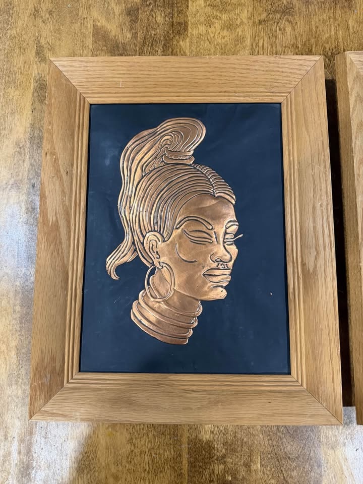 Copper Wall Art Set - Embossed Female Portraits, Framed (2 Piece - photo 2