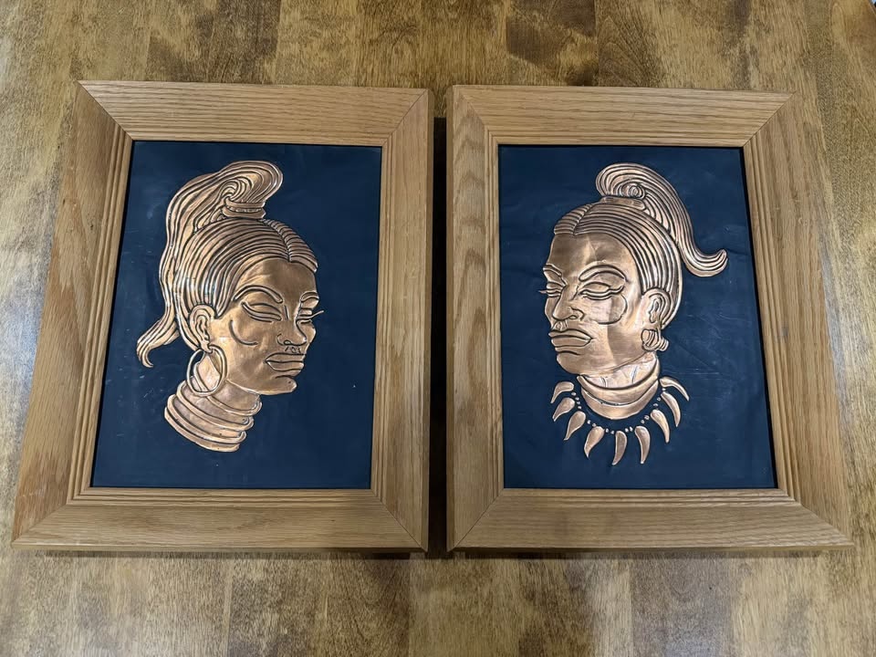 Copper Wall Art Set - Embossed Female Portraits, Framed (2 Piece - photo 5