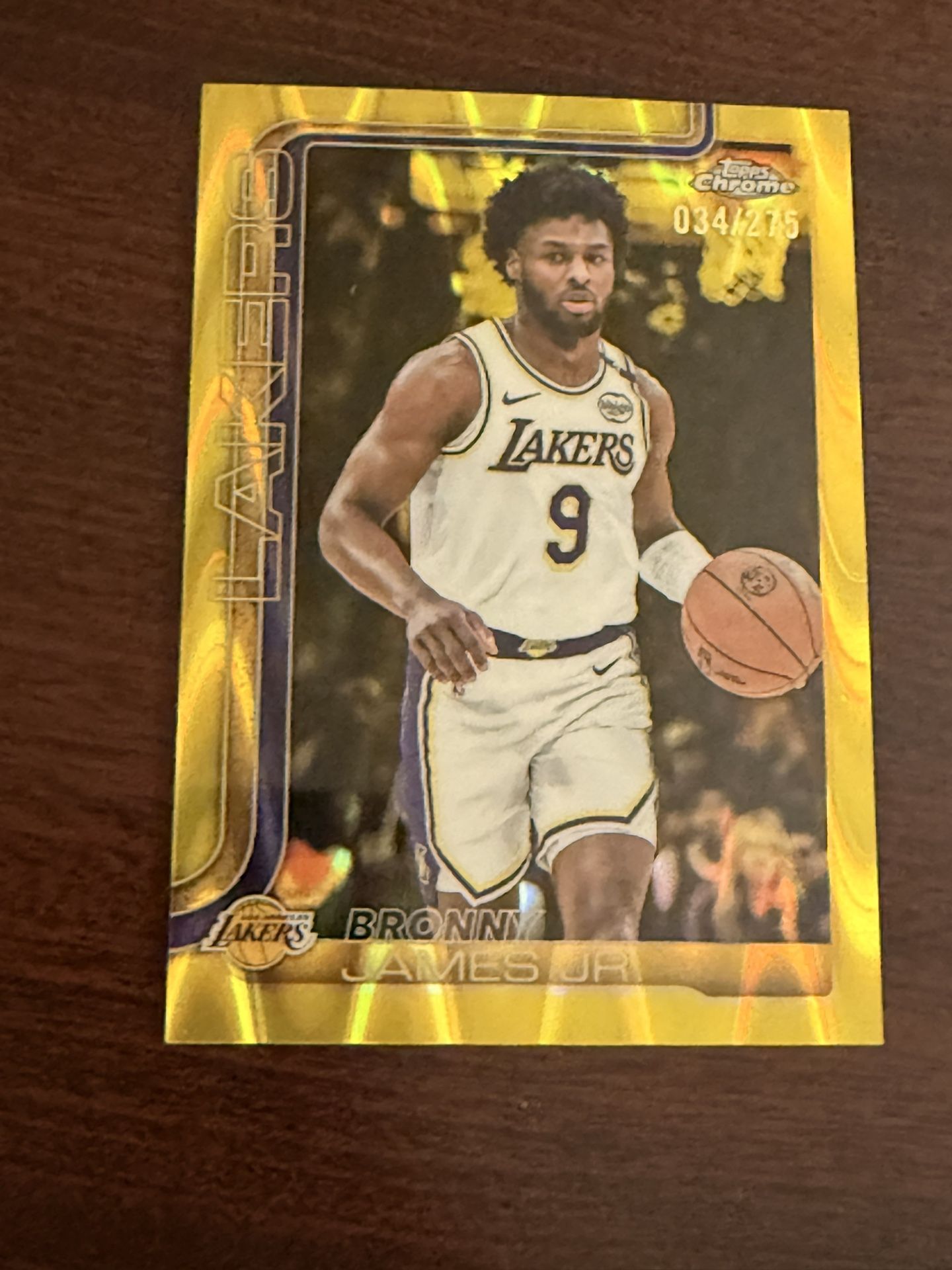 Bronny James Jr. 2025 Topps Chrome Yellow Flash / Gold? #034/275